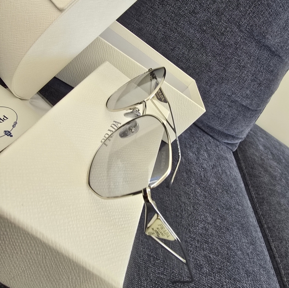 Prada Silver Metal Frame Gradient Lens Sunglasses main image 8